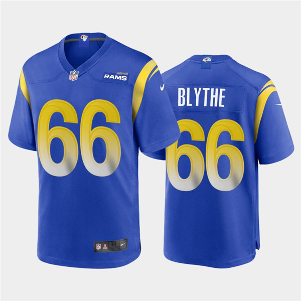 Men's Los Angeles Rams #66 Austin Blythe 2020 Royal Stitched Jersey